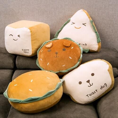 New Lovely Bread Hamburg Food Plush Toy Soft Plush Hand Warmer Pillow Toast Quallity Plush Pillow Cushion For Kids Birthday Gift