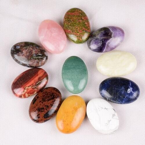 Wholesale 6*4 CM Natural Energy Stone Rose quartz Palm stone Healing Hot SPA Reiki Crystal Mineral Jade Tumbled Stone Home Decor