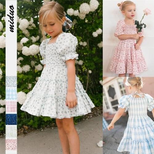 Teen Girls Dress 2021 Summer Kids Elegant Flower Printed Princess Dress Children Birthday Party Clothing 7 8 9 10 11 12 Year