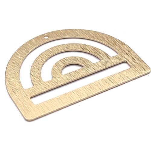 10pcs Texture Brass Charms Large Geometric Hollow Half Round Charms Pendant For Handmade Necklace Jewelry Making 35x26mm