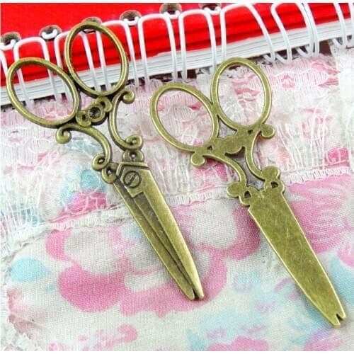 30pcs 60*25MM Antique Bronze Plated Scissors Charms Pendants Vintage DIY Handmade Jewelry Making Findings