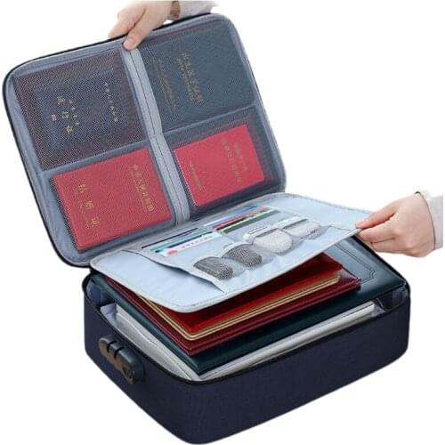Portable File Organizer Bag Passport Certificate Holder Waterproof Storage Box with Lock for Home Office Safe Document Dropship