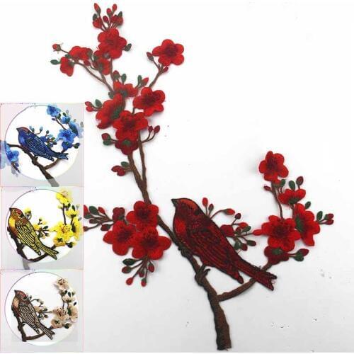 Water Soluble Plum Flower Bird Embroidery Cloth Patch Patch Cheongsam Clothes Fashion Decorative Applique Embroidery Stickers