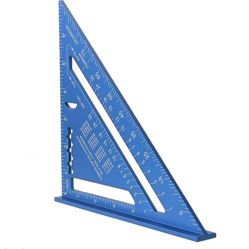 Blue New 7" Carpenters Roofing Rafters Joiners Aluminium Angle Square Triangle Ruler Woodworking Measurement Tool