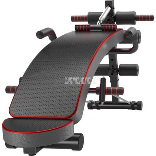 Multifunction Sit-up Bench With Headrest Pulling Rope Exerciser Trainer Steel Frame Ab Abdominal Fitness Bench Indoor Equipment
