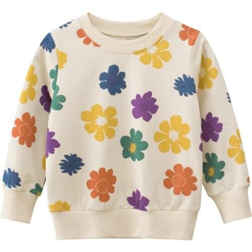 Floral Print Sweatshirts for Girls Autumn Winter Clothes Kids Hoodies Children Long Sleeve Cotton Pullover Tops Dropshipping
