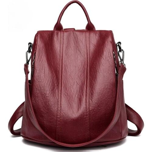 Women Waterproof anti-theft Leather Backpacks Bags For Girls Female Shoulder Bag Multifunction Traveling Backpack Mochilas