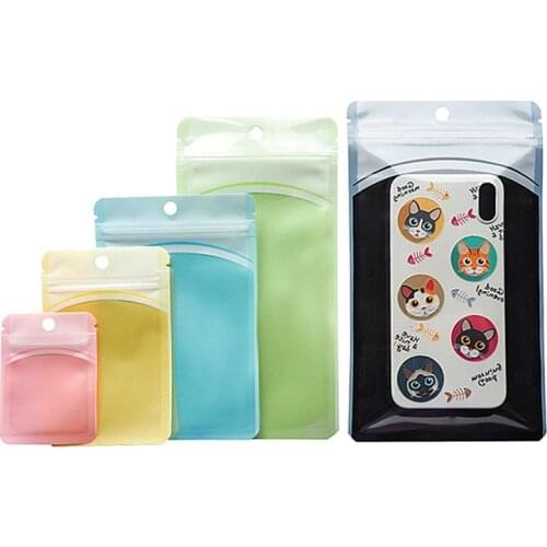 100pcs/Lot Glossy Clear Front Plastic Foil Zip Lock Bags Jewelry Trinkets Headband Eye Shadow Eyelash Brush Packaging Pouches