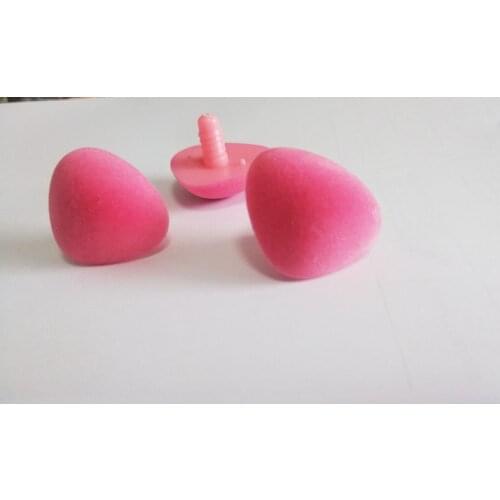 100pcs 37mm pink flocking Triangular safety toy nose & washer for diy doll findings-individual package