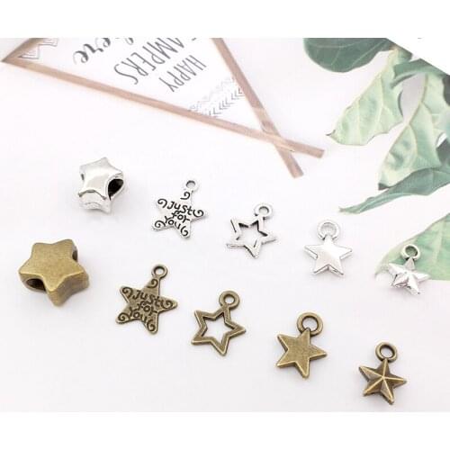 30Pcs Stars Charms Pendants DIY Jewelry Making Alloy Findings Accessory For Necklaces Earrings