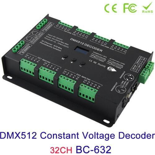 32CH DMX512 CV POWER DECODER DC5~24V BC-632 driver Support RDM Controller output 3A*32CH for constant voltage RGB RGBW led strip