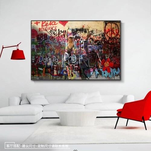 Abstract Sexy Woman Graffiti Art Canvas Paintings On the Wall Art Posters And Prints Street Art Canvas Pictures For Living Room