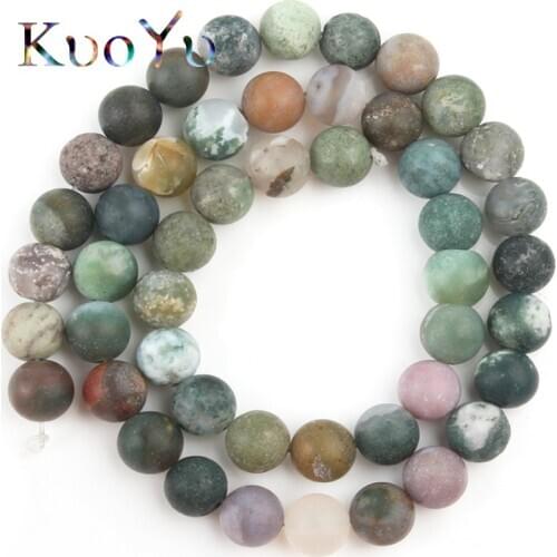 Natural Stone Matte Indian Agates Onyx Beads Round Loose Spacer Beads For Jewelry Making DIY Bracelets Accessories 4/6/8/10/12mm