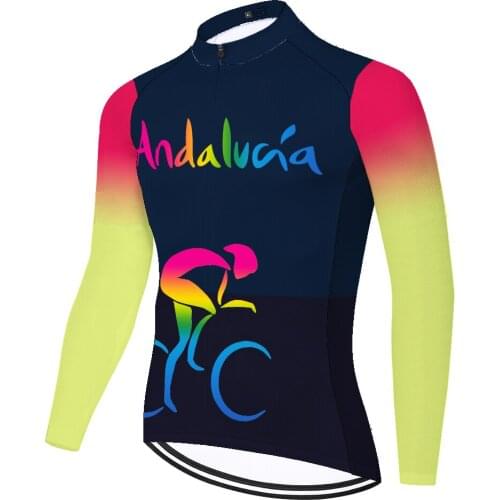 Andalucia Summer Spirng Uomo Ropa Retro Jersey Manga Larga Camiseta Masculino Maillot Mallots Ciclismo Hombre Tenue Velo Homme