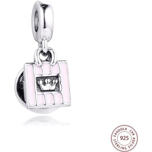 100% 925 Sterling Silver Shopping Queen Dangle Charms Beads for Jewelry Making Fits Original DIY Bracelet Berloques
