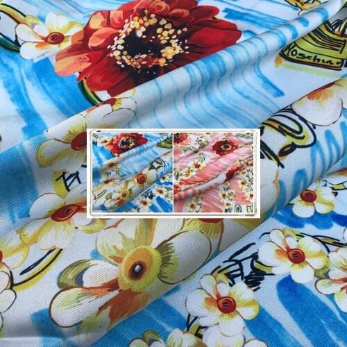 Chain Printing 100% Polyester Twill Fashion Shirt Handmade Diy Clothing Shirt Brand Chiffon Fabric Cloth for Dress by the Meter