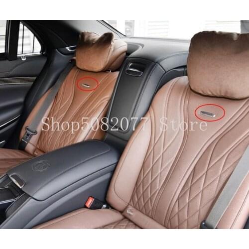 Ellipse Long Silver Metal Badge Emblem for Mercedes Benz AMG Brabus Maybach S400 S500 S600 Car Styling Seat Back Logo with Clips