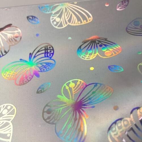 Fashion trends PU Butterfly Holographic synthetic leather material