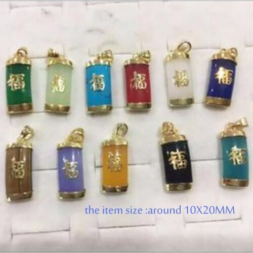 Hot Chinese traditional good fortune samll gift rectangle jadestone women pendants free chain necklace