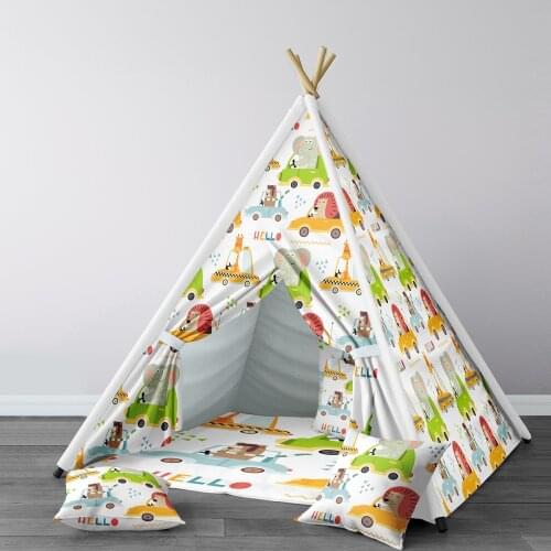 Play Tent for Kids Wigwam Portable Indoor Playground Tents Children Bedrooms Animals Car Model 002