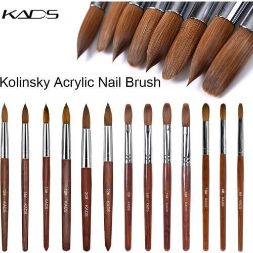 Kolinsky Sable Acrylic Nail Art Brush Nail Extension UV Gel Builder Tools Carving Pen Brush Flat Round Red Wood Acrylic Brush