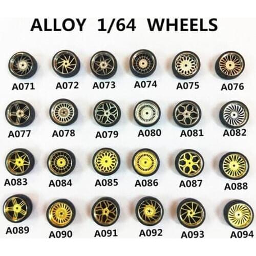 1:64 Model Modified Tire Diecasts 4wheels +2axles +4end Caps Alloy Wheel Tire Rubber Vehicles General Model Car Change Accessory