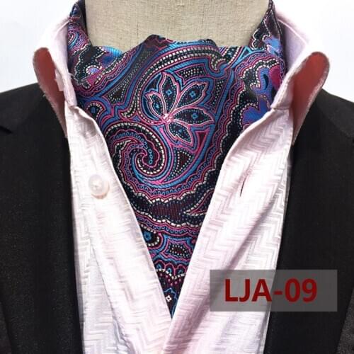 Fashion Design Ties Luxury Casual Purple Paisley Ascot Classic Britsh Style Jacquard Woven Ascots for Adult