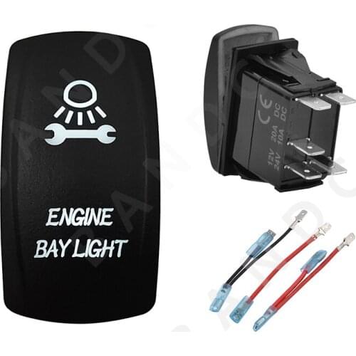 ENGINE BAY LIGHT Rocker Switch 5P ON-OFF SPST White Led Push Switch for Car Boat ARB RV SUV Van，Jumper Wires，Auto Accessories
