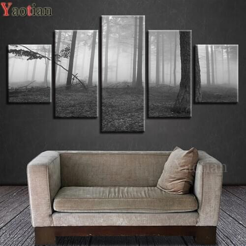 Mosaic diamond Embroidery 5 Pieces Psychedelic Forest Scenery Multi-Picture puzzle diamant Art 3d diamond painting full square
