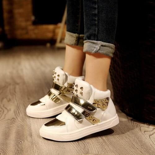 2021 new boys and girls single shoes casual high-top sneakers childrens rivet sneakers