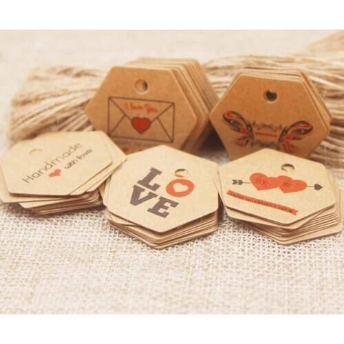 Wholesale valentine day decoration gifts tag card vintage kraft/white wedding label tag love with red heart tag 500+500ropes