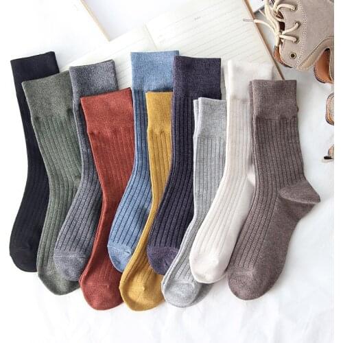 Jeseca Autumn Winter Fashion Cotton Knitted Women Socks Solid Japan Style Cute Long Socks for Women Harajuku Vintage Streetwear