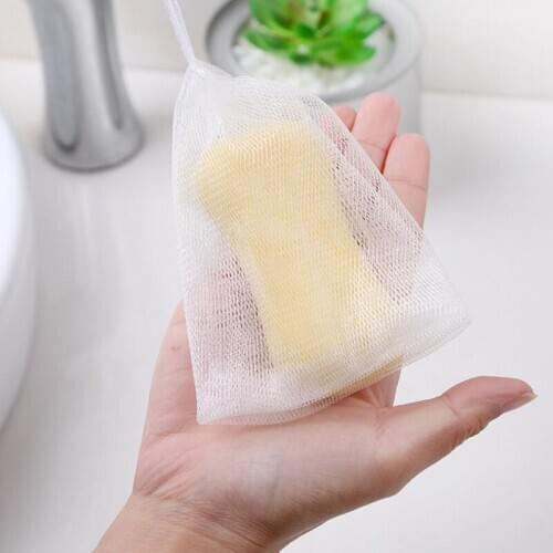 Exfoliating Mesh Soap Pouch Bubble Foam Net Soap Sack Saver Pouch Drawstring Holder Bags Bubble Foam Net LX9406