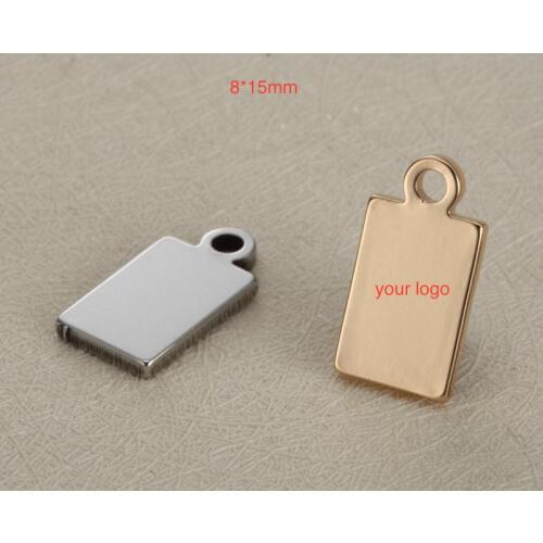 50pcs 8*15mm Custom Stainless Steel Necklace pendant-Customized Rectangle Charms Engrave Laser your own logo
