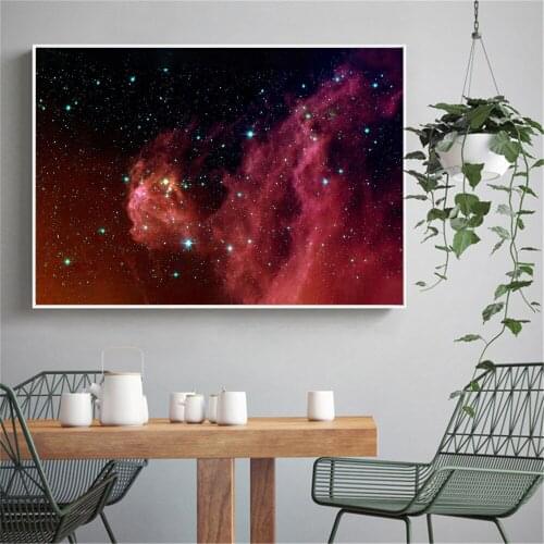 Universe Milky Way Canvas Poster Space Mysterious Red Nebula Starry Sky Frameless Art Wall Home Decor for Living Room