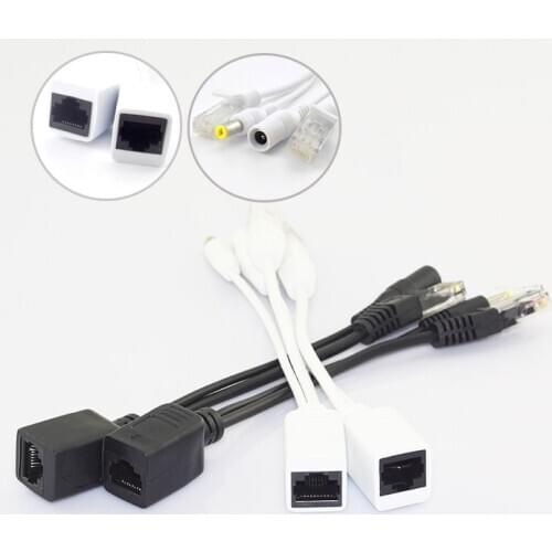 Gakaki 1 Pair 12v POE Splitter Adapter Accessories RJ45 Injector Kit Power Cable Camera Cctv Connector for Security Camera Cctv