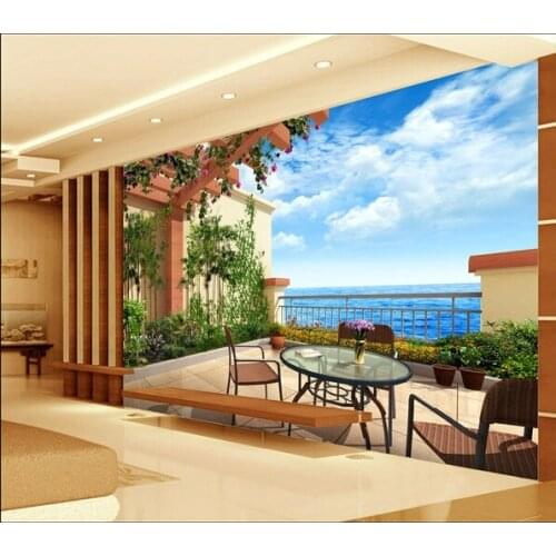 Custom garden wall paper, 3D balcony Mediterranean Garden for living room bedroom TV background wall waterproof papel de parede