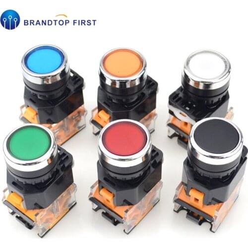 1PCS LA38 22mm Latching Self-locking Pushbutton switch 1NO 1NC Momentary Push button switches