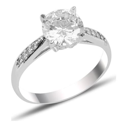 Silverlina Silver Zircon Stone Engagement Ring