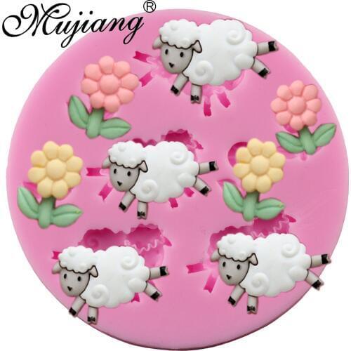 Mujiang Sheep Animals Silicone Mold Christmas Party Flower Cupcake Fondant Cake Decorating Tools Chocolate Candy Clay Molds
