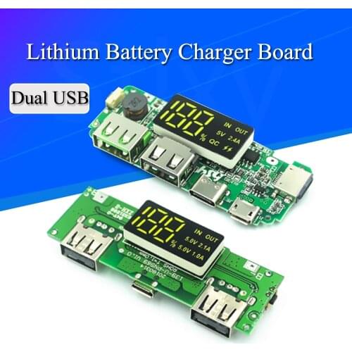 LED Dual USB 5V 2.4A Micro/Type-C USB Mobile Power Bank 18650 Charging Module Lithium Battery Charger Board Circuit Protection