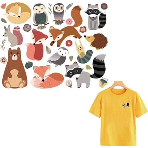 Baby Clothes Heat Transfer Little Animal Stickers Fashion Heat Transfer Diy Accessory Iron On Clothes Badges