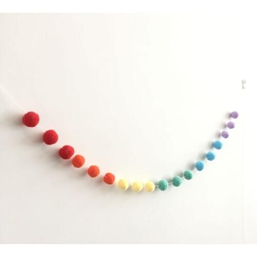 Party Home Decor Childrens Room Birthday Background Wall Decorations Macarons Plush Ball Rainbow Strings Ornaments 2Meters Long