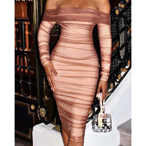 Party Dresses for Women Ladies Mesh Dress Off Shoulder Draped Sexy Strapless Club Back Zipper Sheath Dress