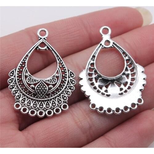 WYSIWYG 4pcs Porous Earring Connector 26x36mm Antique Silver Color Charms For Jewelry Making Diy Jewelry Accessories