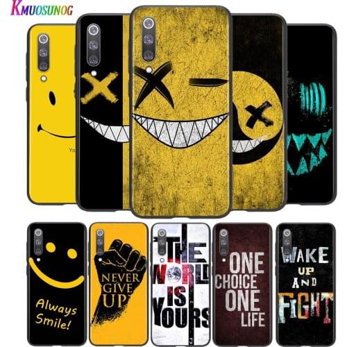 Bright Black Cover Power Never Give Up For Xiaomi Mi Poco M2 Note 10 9 8 Pro Play Mix 3 F1 Lite 5G Phone Case