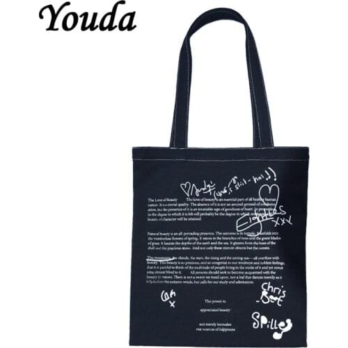 Youda Casual Tote New Fashion Newspaper Printed Shoulder Canvas Bag Lady Letter Handbag Korean Style Handbags Women Totes