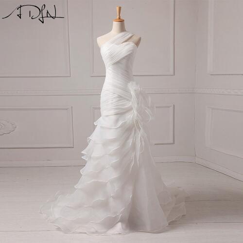 ADLN Mermaid Wedding Dresses With Tiered Skirt Court Train One Shoulder Organza Bridal Gowns Robe de Mariee Customized