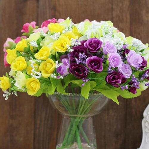 1 Bouquet 21 Head Artificial Fake Rose Wedding Party Home Decoration Artificial Flower