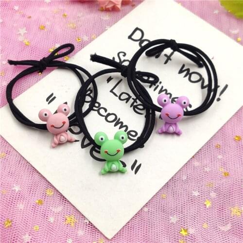 1PCS Lovely Frog Elastic Hair Bands Toys For Girls Handmade Bow Headband Scrunchy Kids Hair Accessories For Womens